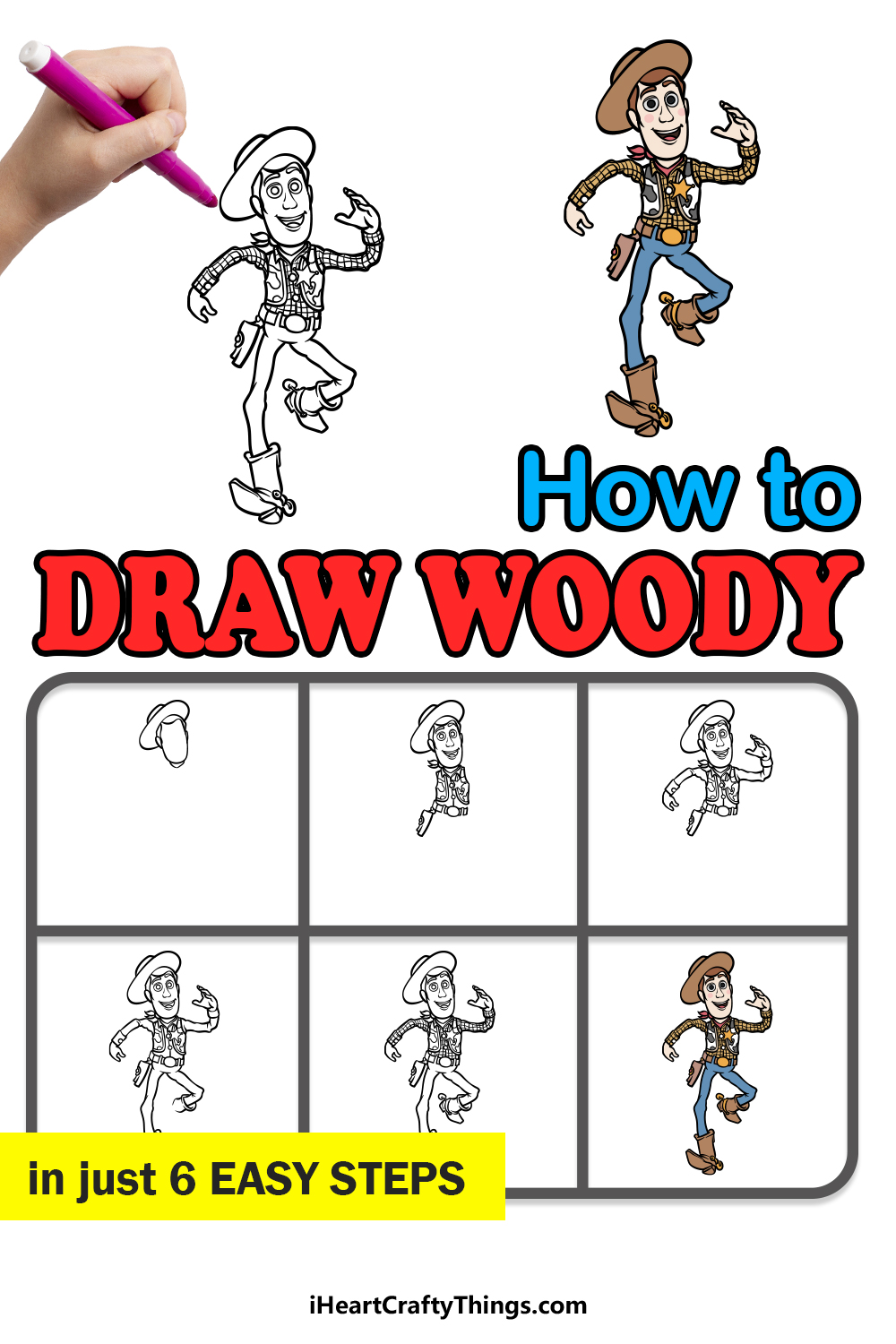 how to draw Woody in 6 easy steps