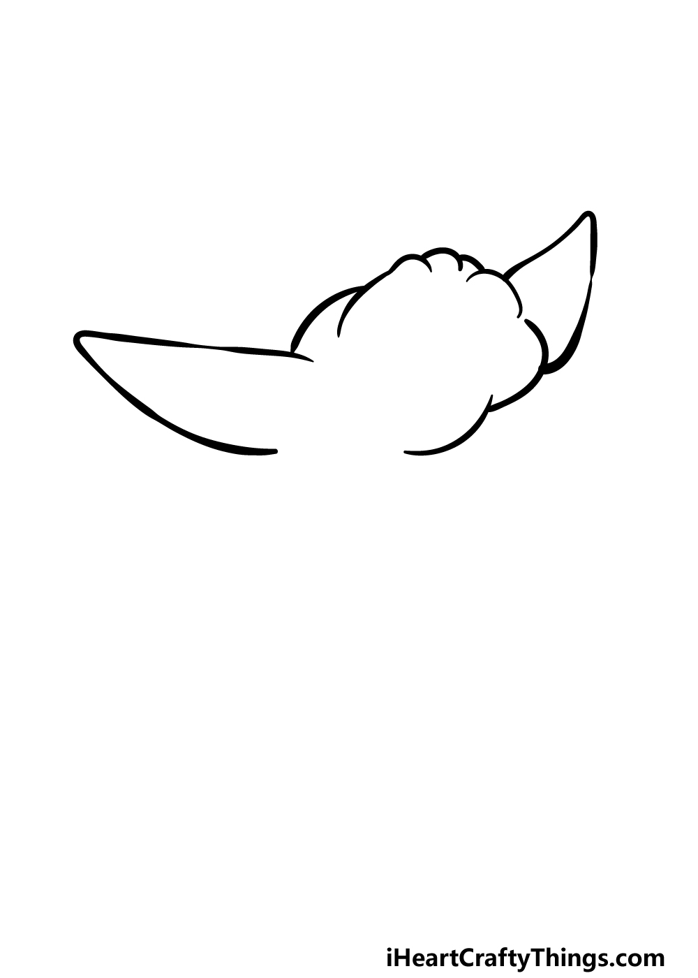 how to draw Baby Yoda in black and white step 1