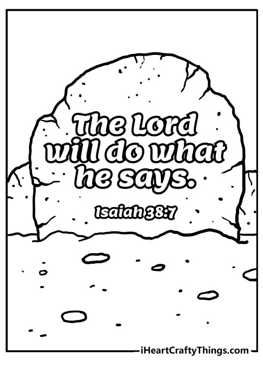 Bible Verse image showing a verse from Isaiah 38-7 which says The Lord will do what he says inscribed on a rock
