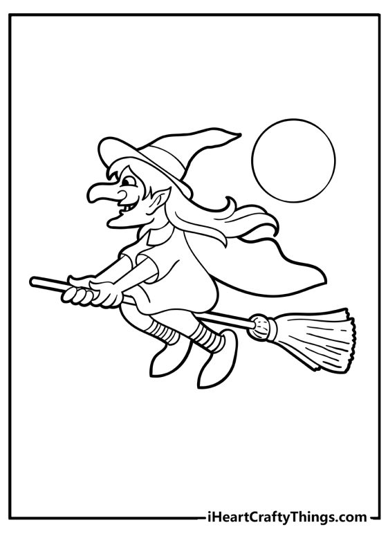 Witch Coloring Pages (100% Free Printables)