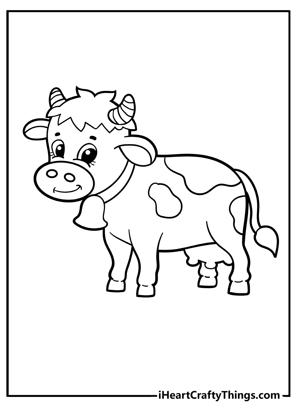 Digital Little Cow Kids Coloring Page Printable Coloring Page 