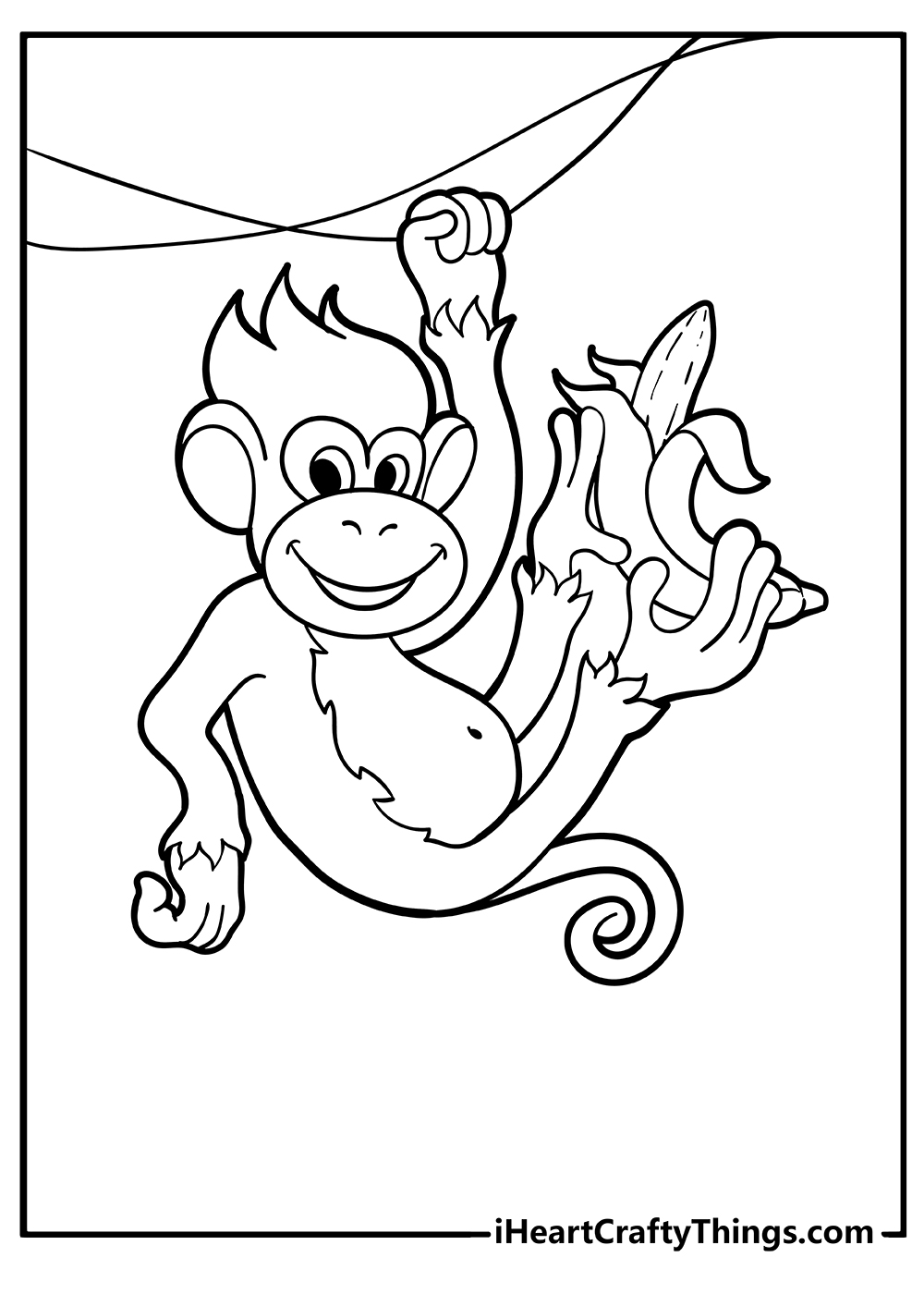 Monkey, Cute Big-Eyed Monkey in Colour Pencil