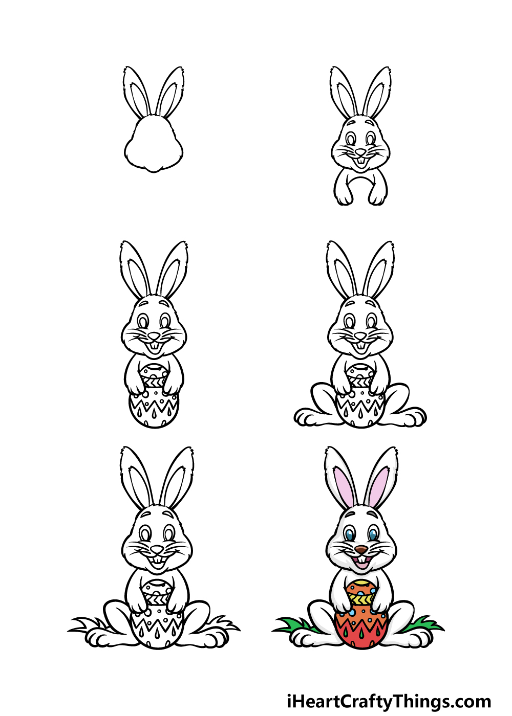 how to draw The Easter Bunny in 6 steps
