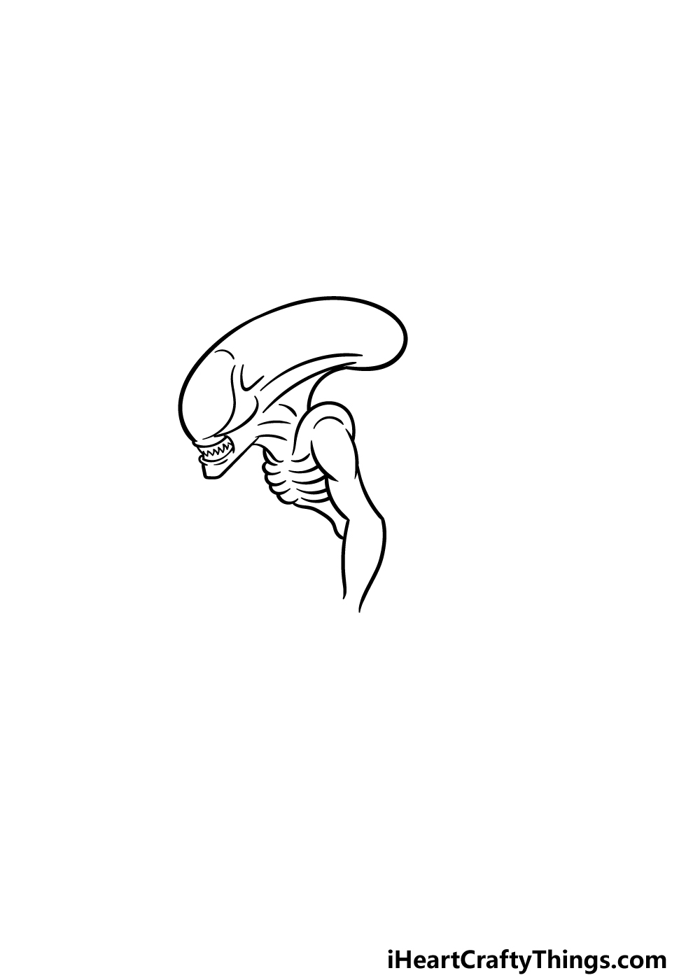 how to draw a Xenomorph step 2