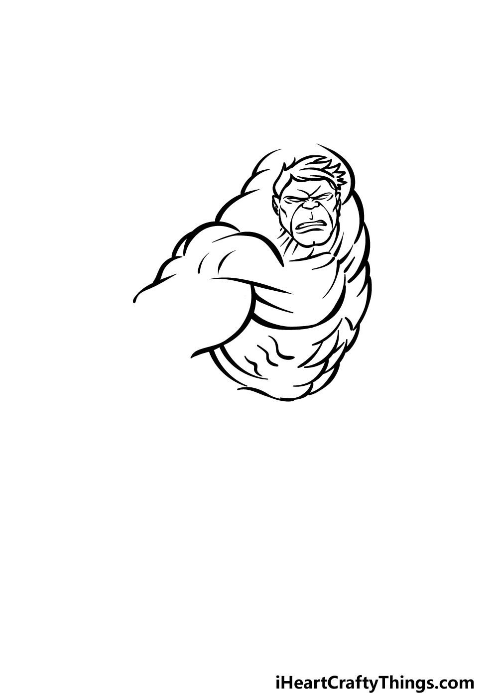 how to draw The Hulk step 2