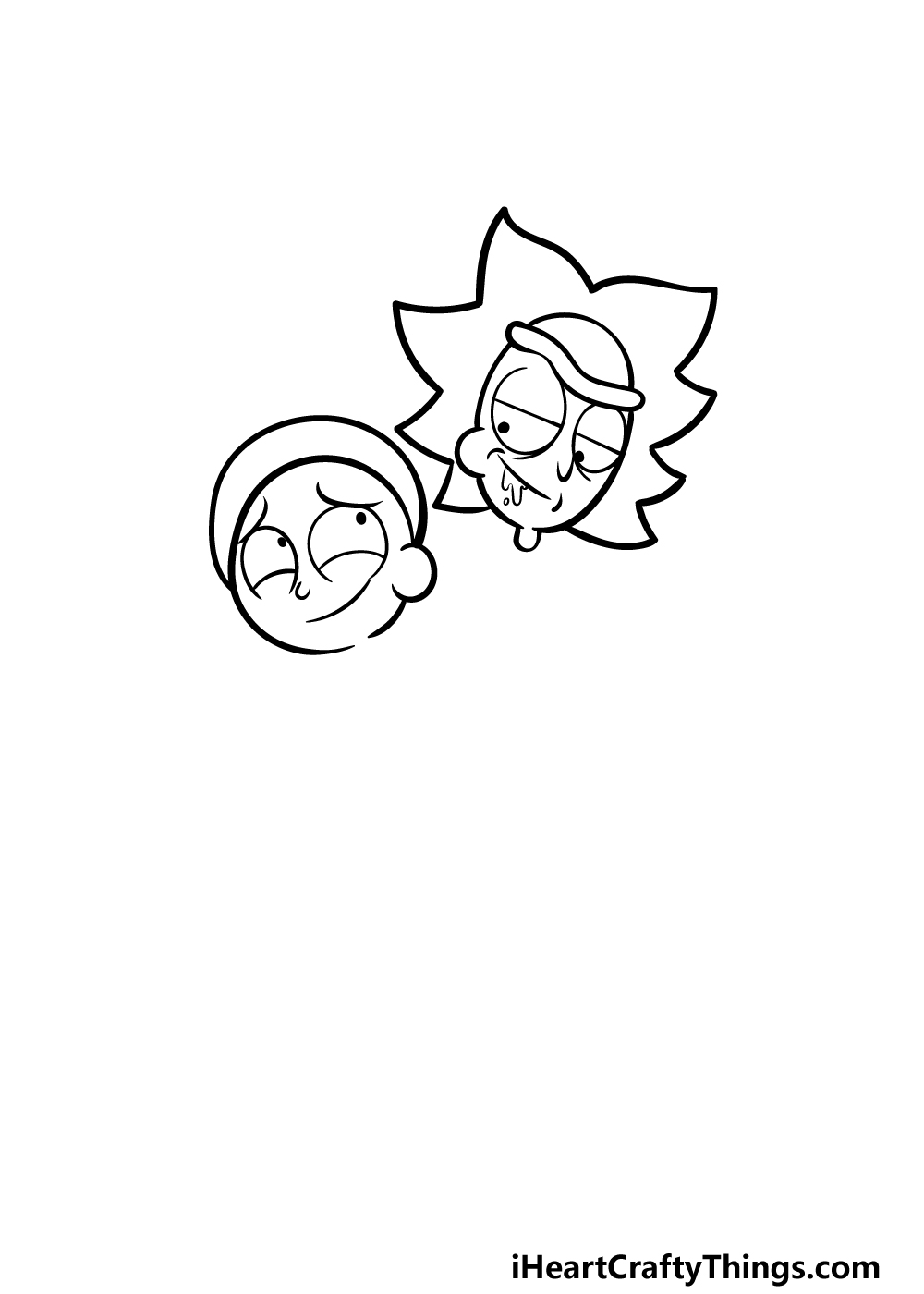 how to draw Rick and Morty step 2
