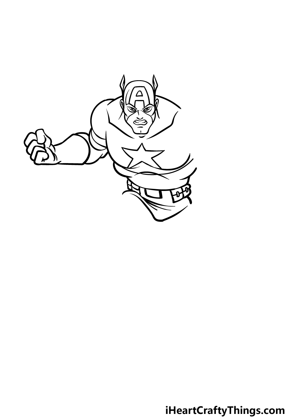 how to draw Captain America step 2