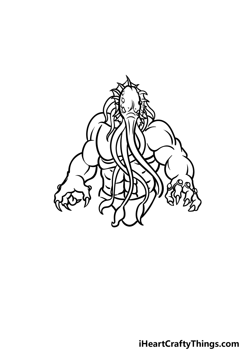 how to draw Cthulhu step 3