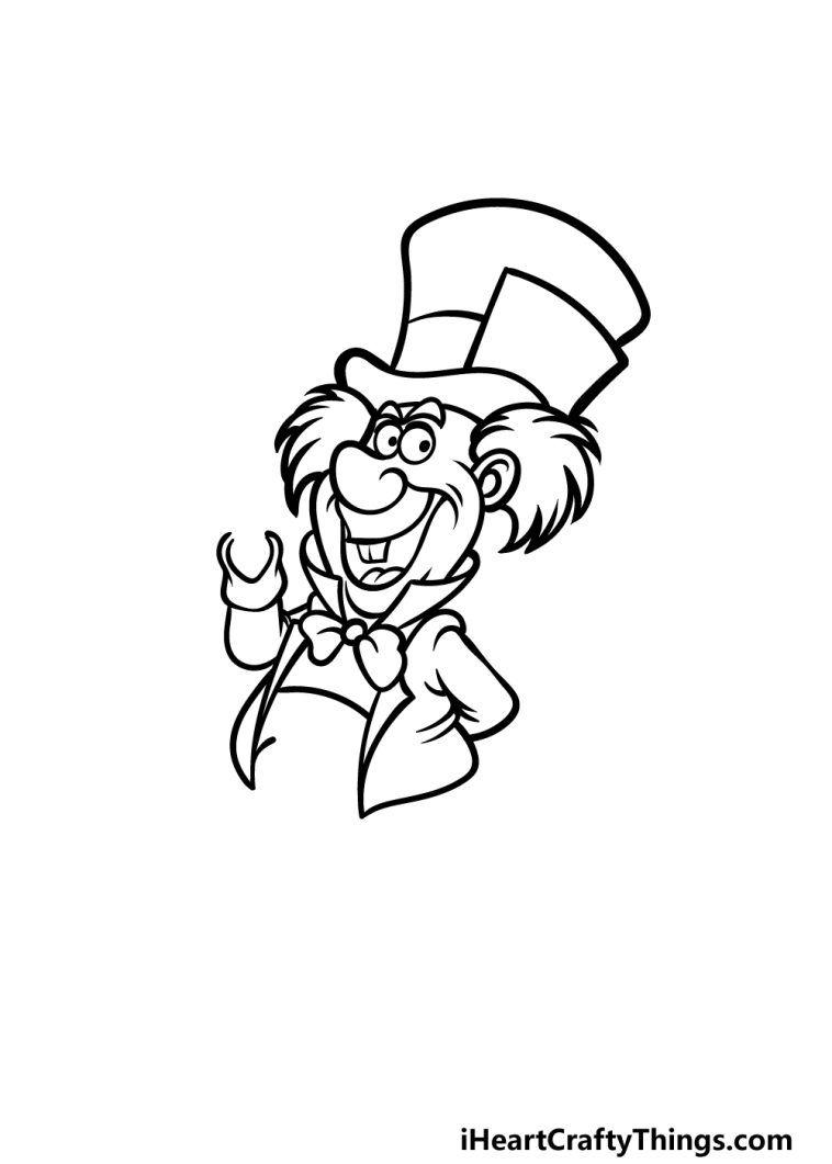 Mad Hatter Drawing - How To Draw The Mad Hatter Step By Step