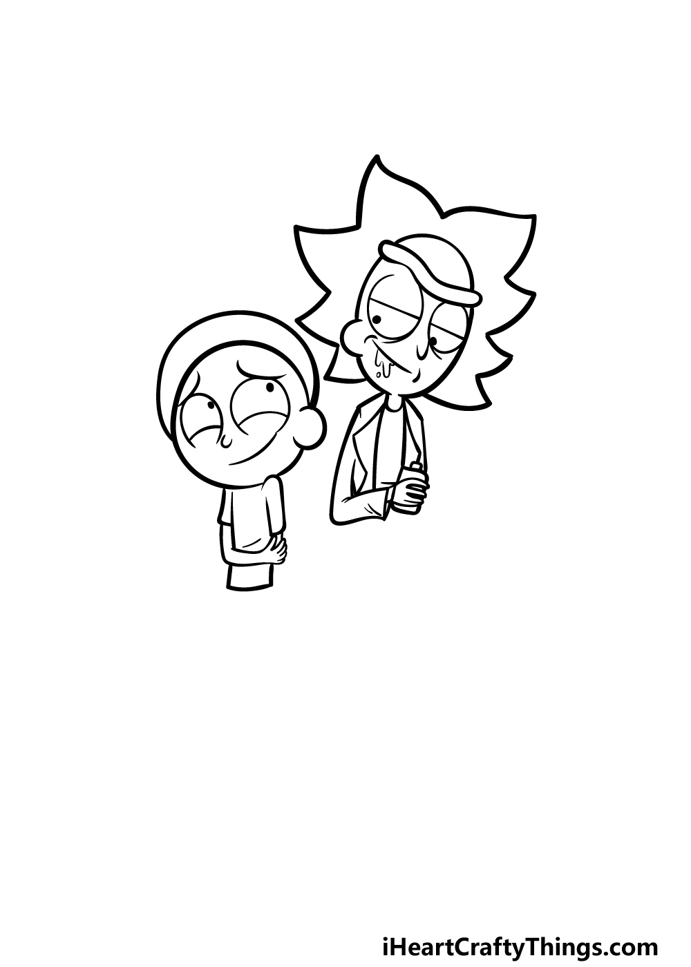 how to draw Rick and Morty step 3