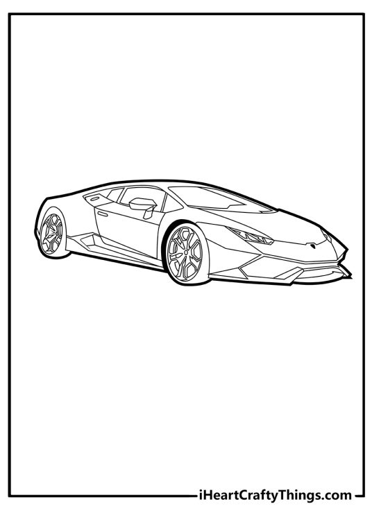 Free coloring printable presenting iconic Lamborghini model with clear background behind it