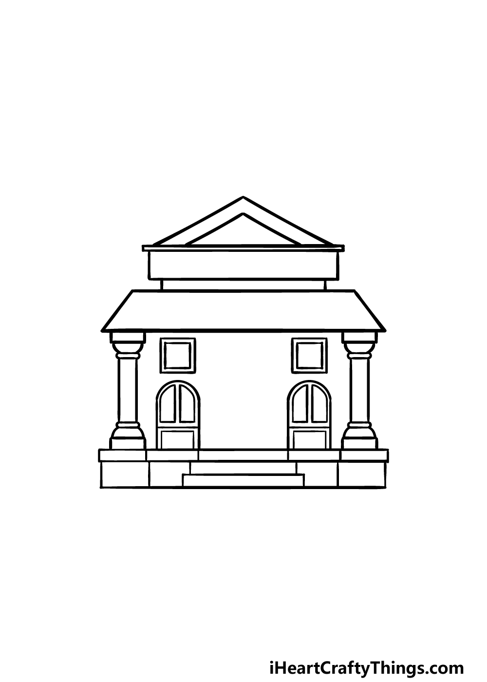 how to draw a Library step 4