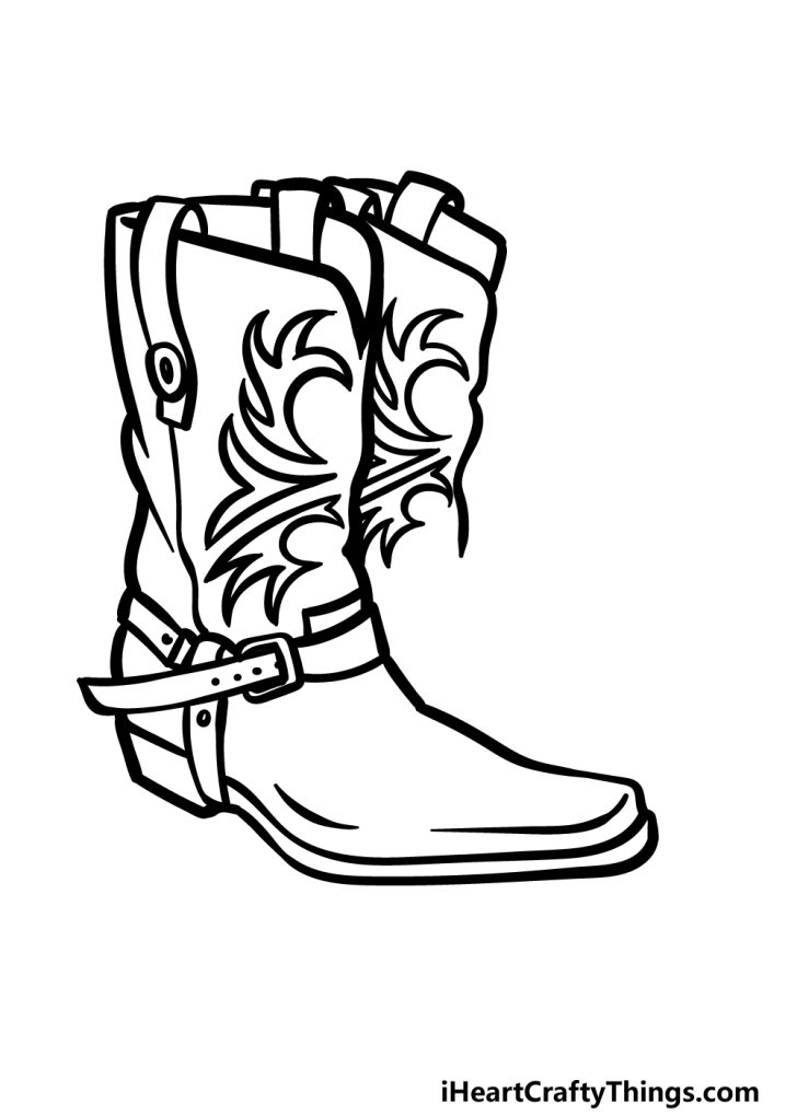 Cowboy Boots Drawing How To Draw Cowboy Boots Step By Step
