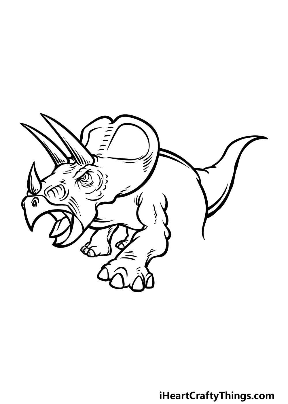 how to draw a Triceratops step 4