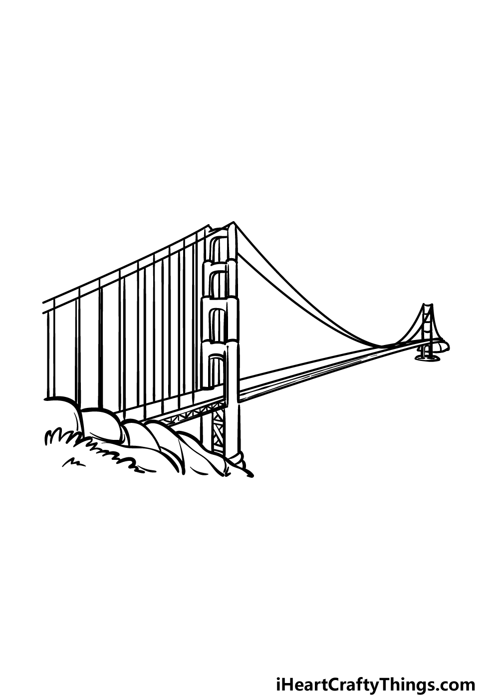 how to draw The Golden Gate Bridge step 4