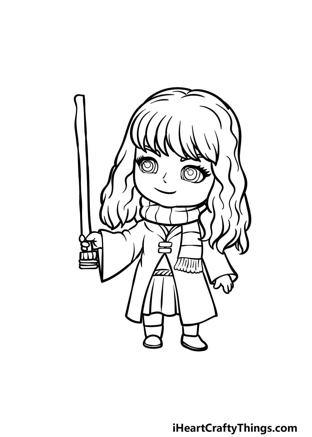 how to draw Hermione Granger step 4