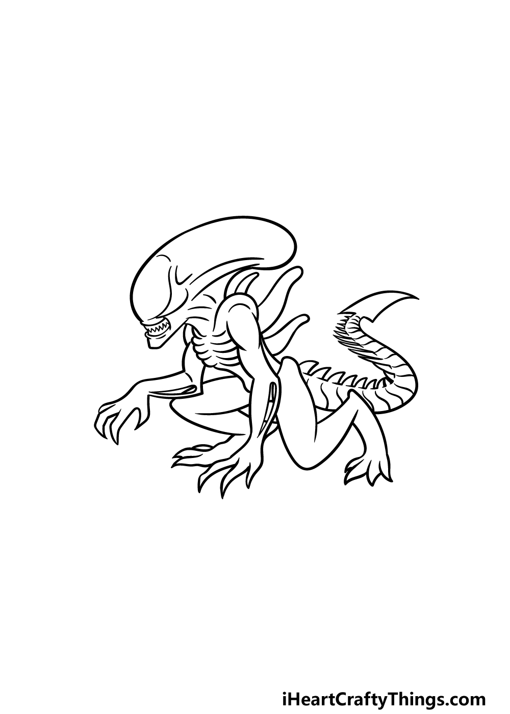 how to draw a Xenomorph step 4