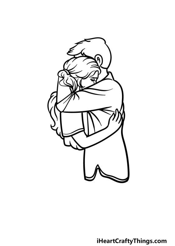 People Hugging Drawing - How To Draw People Hugging Step By Step