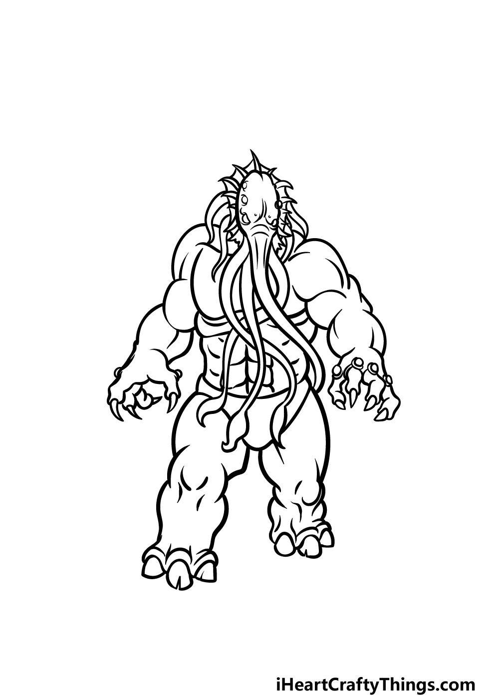 how to draw Cthulhu step 4