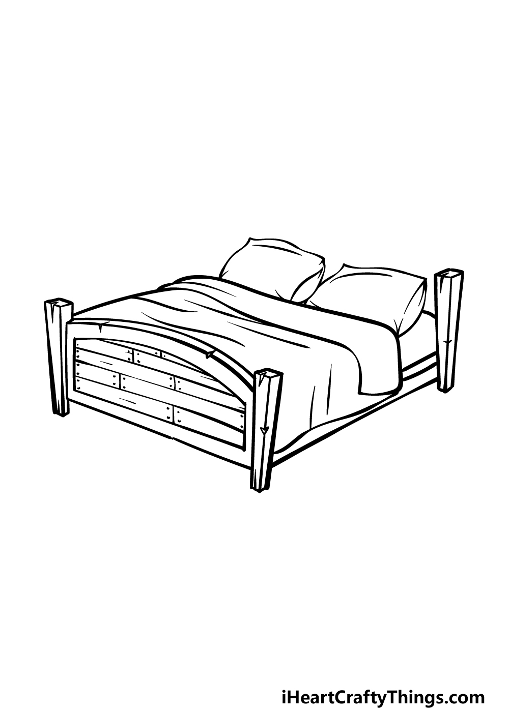 how to draw a bed step 4