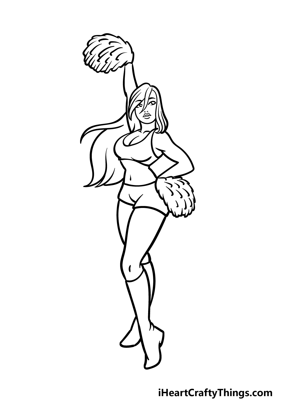 how to draw a cheerleader step 4