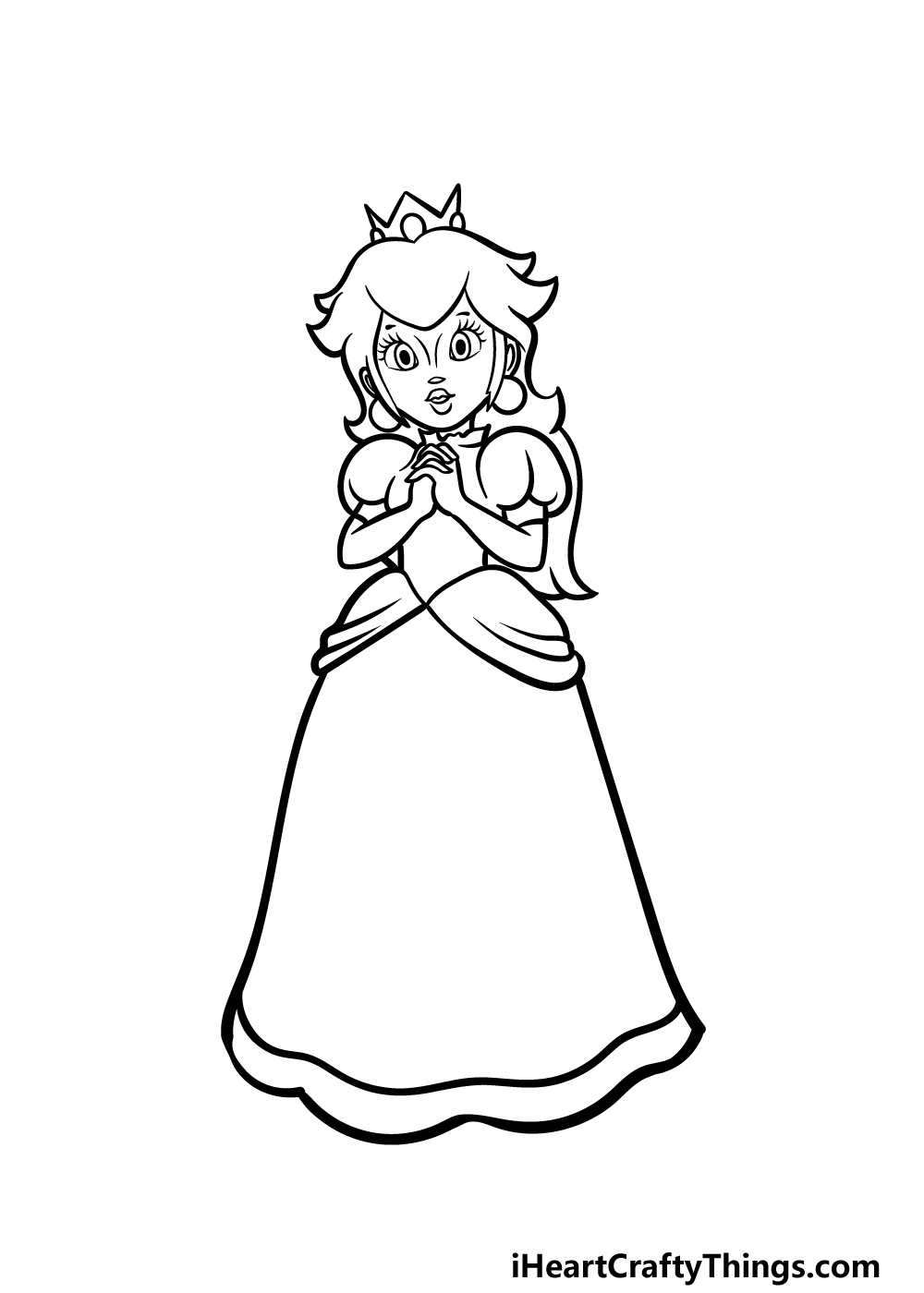 how to draw Princess Peach step 4
