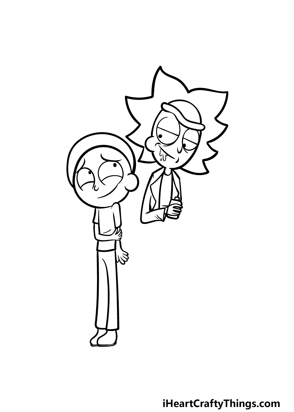 how to draw Rick and Morty step 4