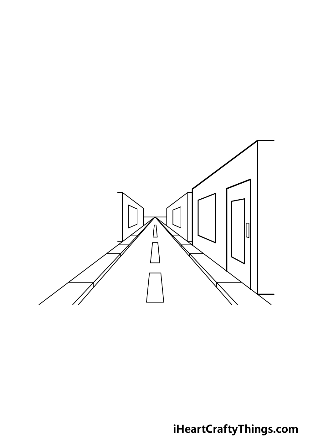 how to draw a One-Point Perspective step 4