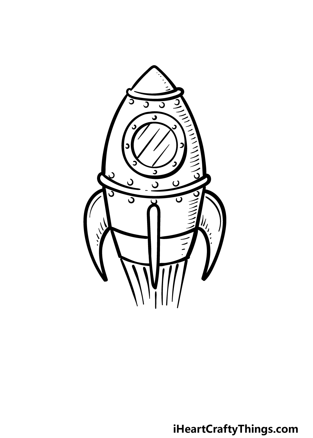 how to draw a Rocket Ship step 4