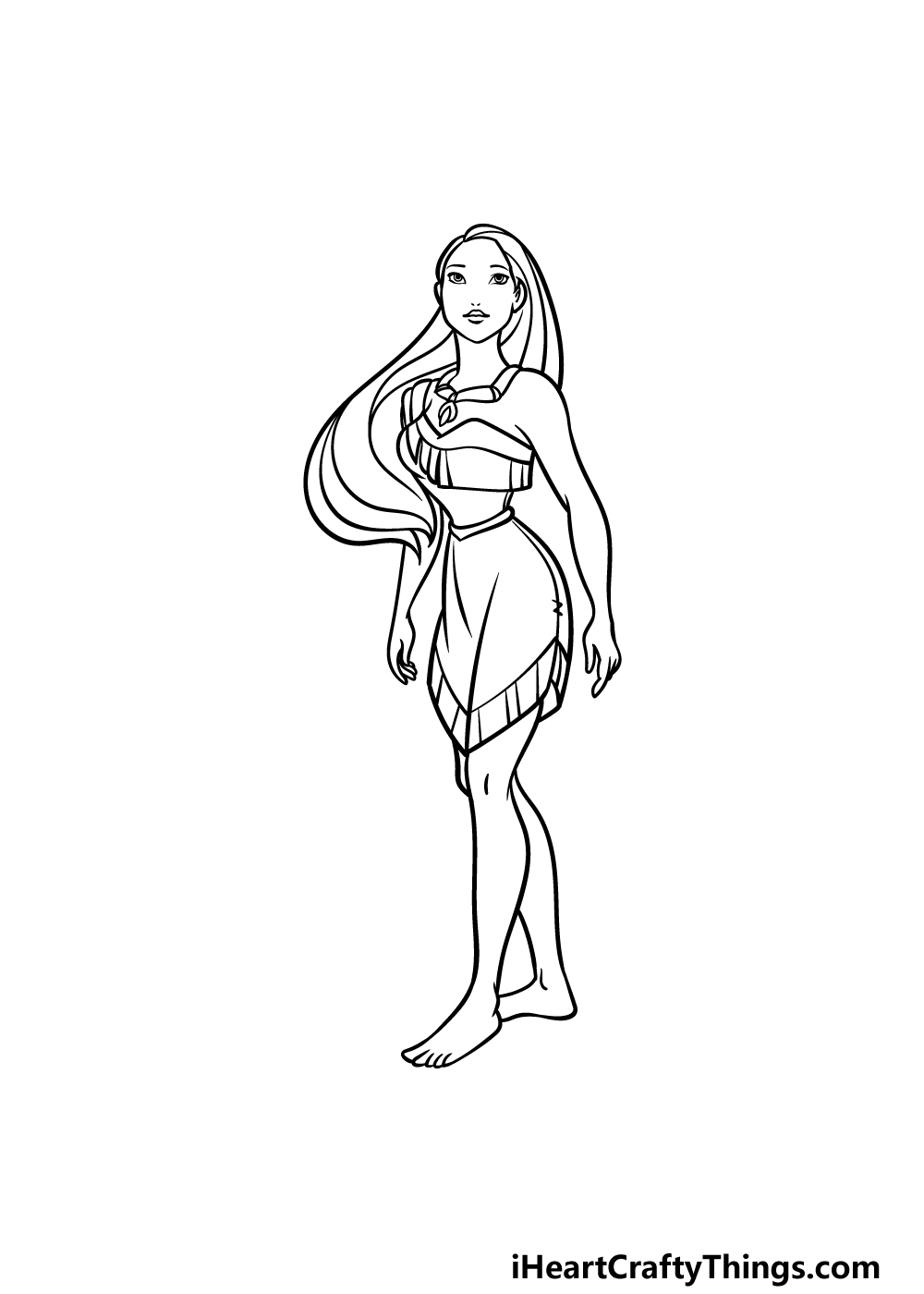how to draw Pocahontas step 5