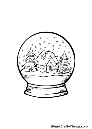 Snow Globe Drawing - How To Draw A Snow Globe Step By Step