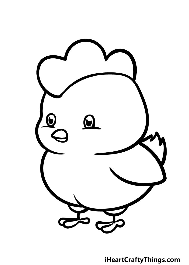 Cute Chicken Drawing - How To Draw A Cute Chicken Step By Step