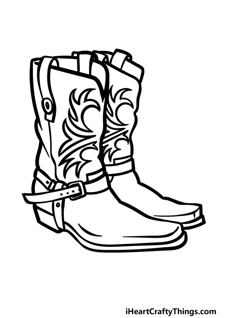 Cowboy Boots Drawing - How To Draw Cowboy Boots Step By Step