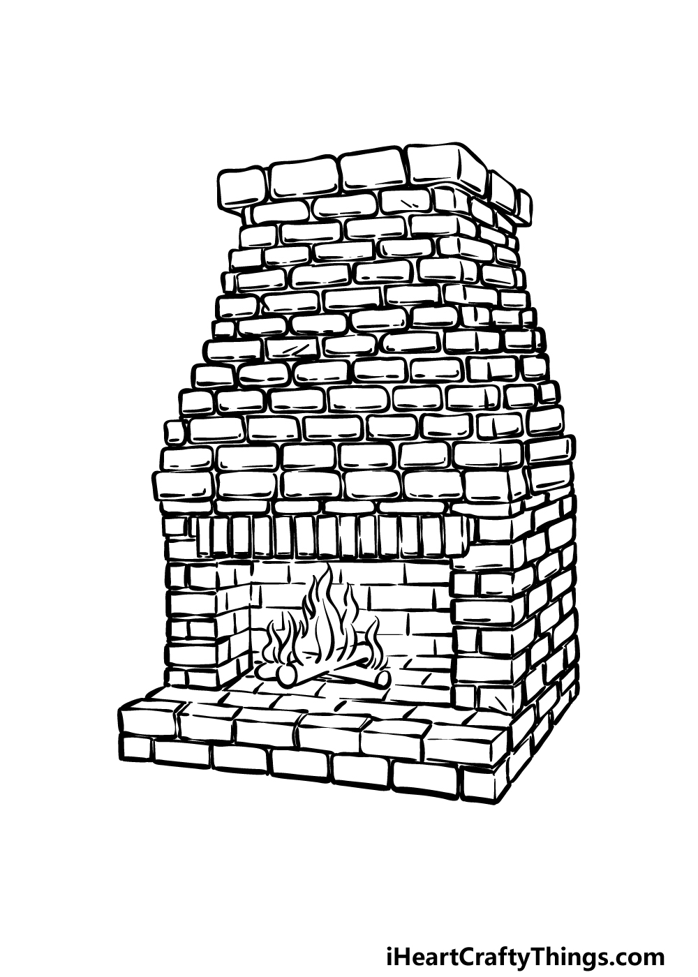 how to draw a Fireplace step 5