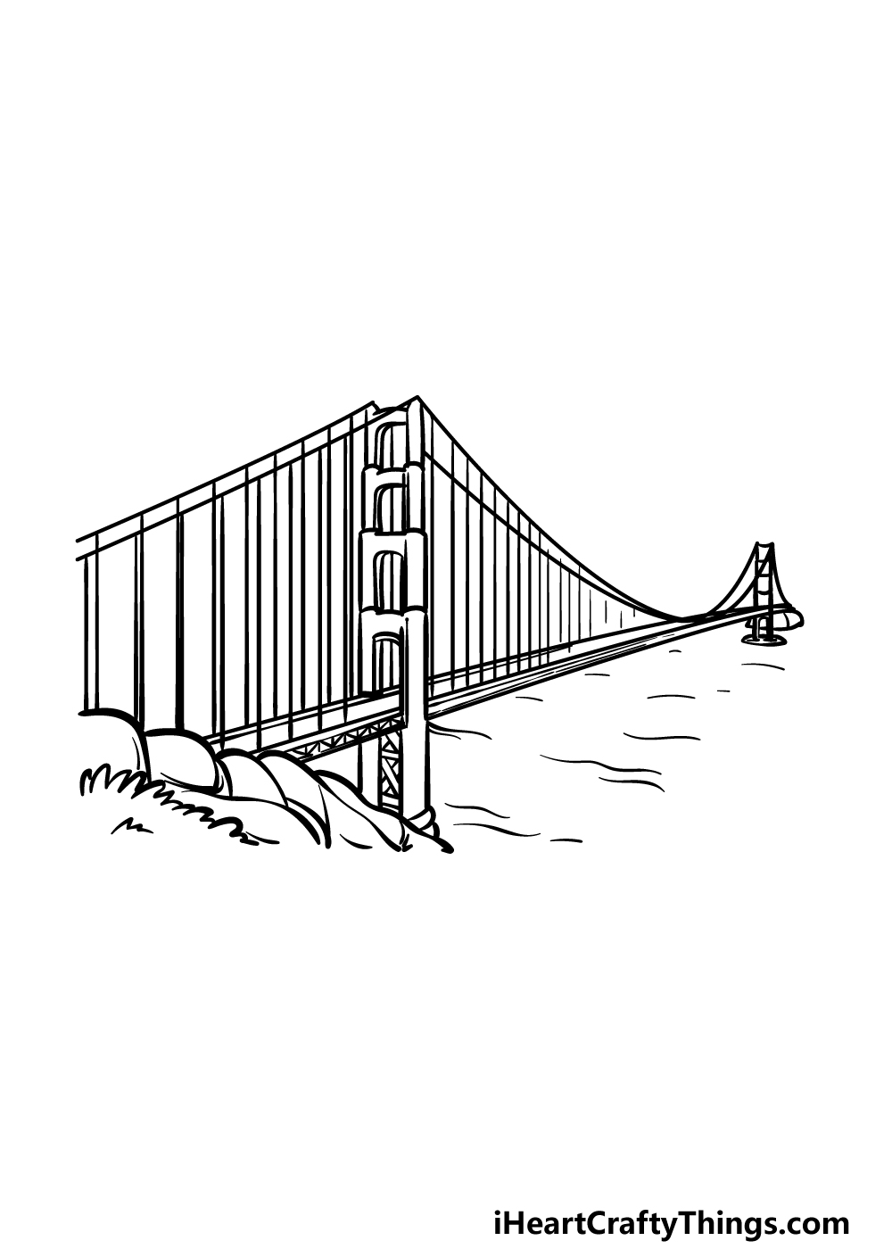 how to draw The Golden Gate Bridge step 5