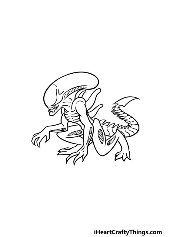 Xenomorph Drawing - How To Draw A Xenomorph Step By Step