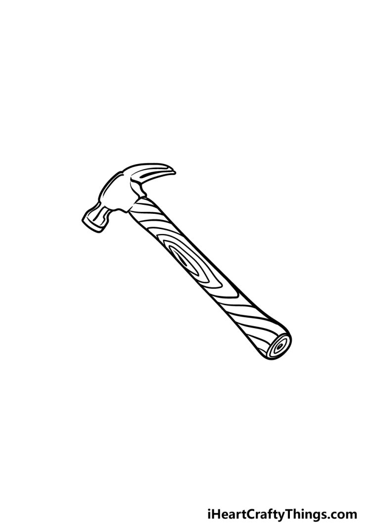 Hammer Drawing - How To Draw A Hammer Step By Step