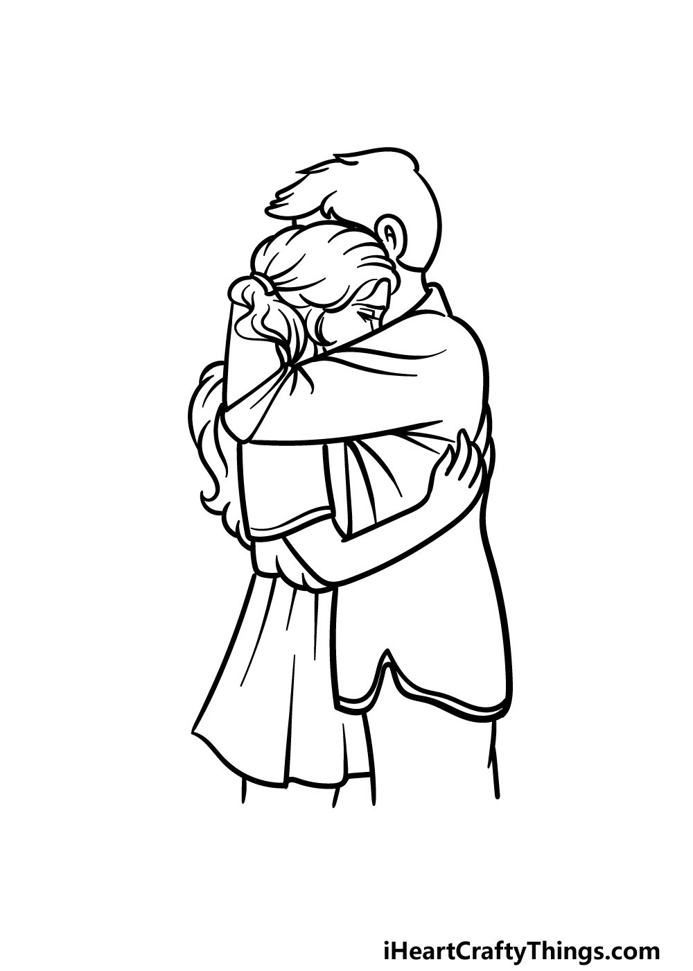 how to draw people hugging step 5