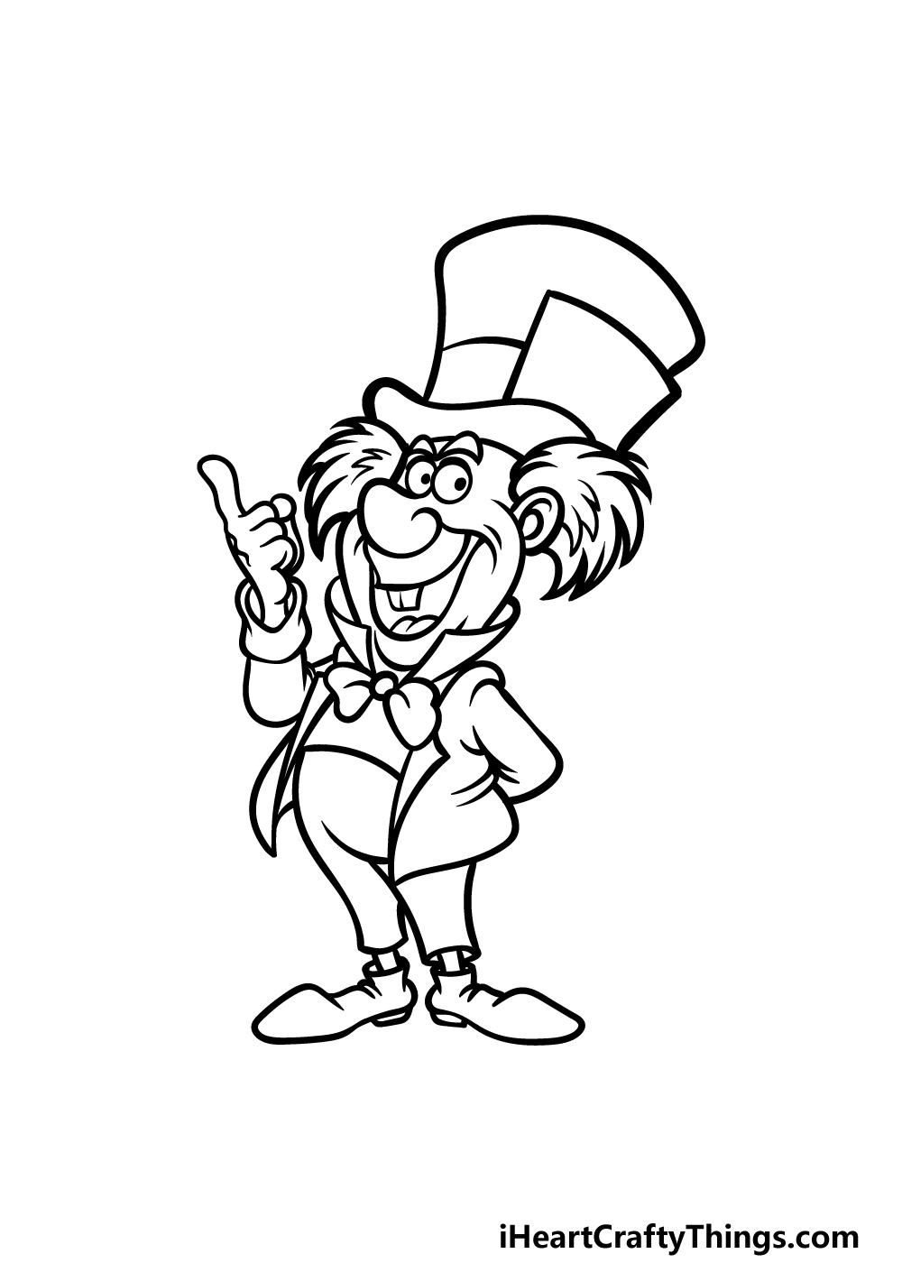 how to draw the Mad Hatter step 5