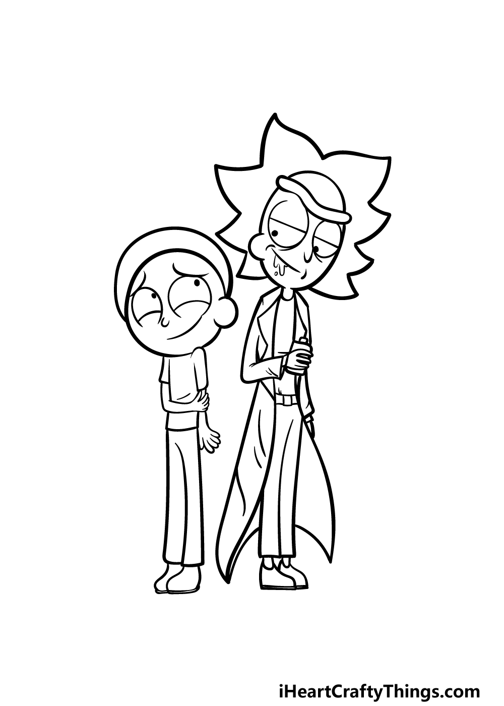 how to draw Rick and Morty step 5