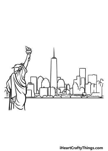 New York Skyline Drawing - How To Draw The New York Skyline Step By Step