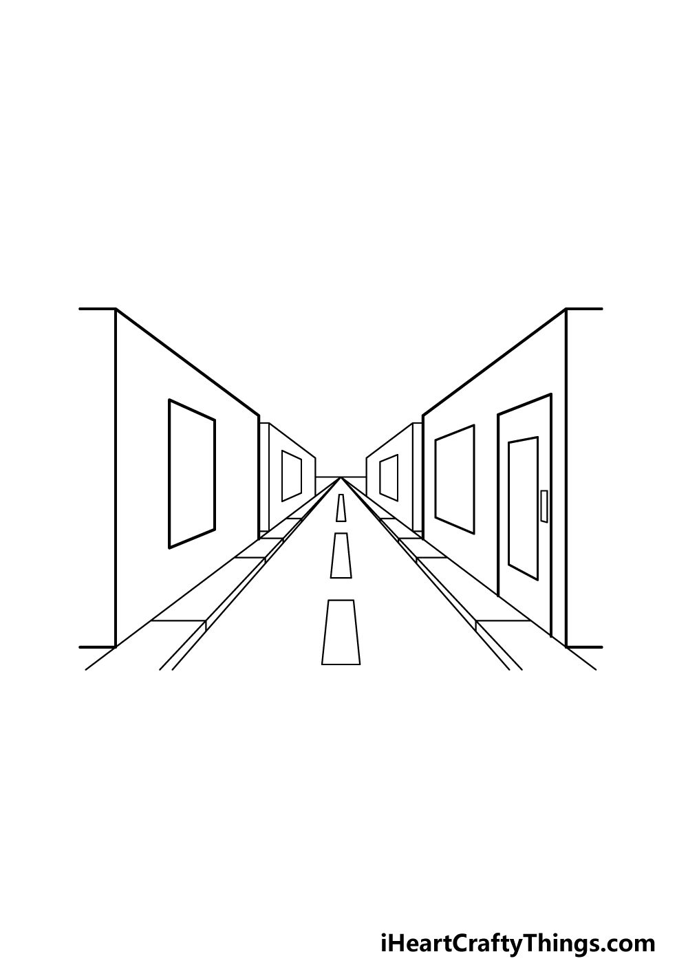 how to draw a One-Point Perspective step 5