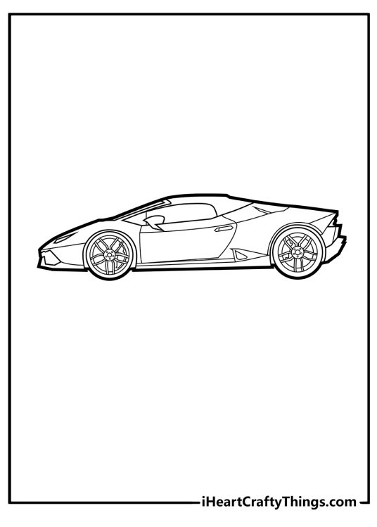 Black-and-white illustration presenting cool Lamborghini model pictured from one side