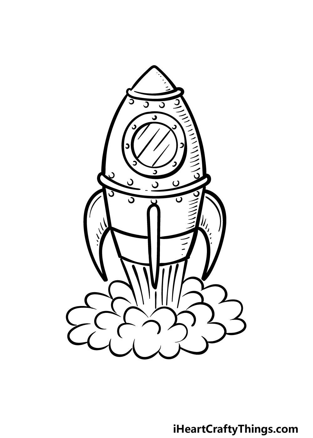 how to draw a Rocket Ship step 5