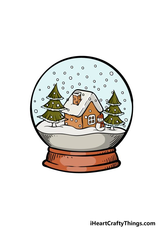 Snow Globe Drawing - How To Draw A Snow Globe Step By Step