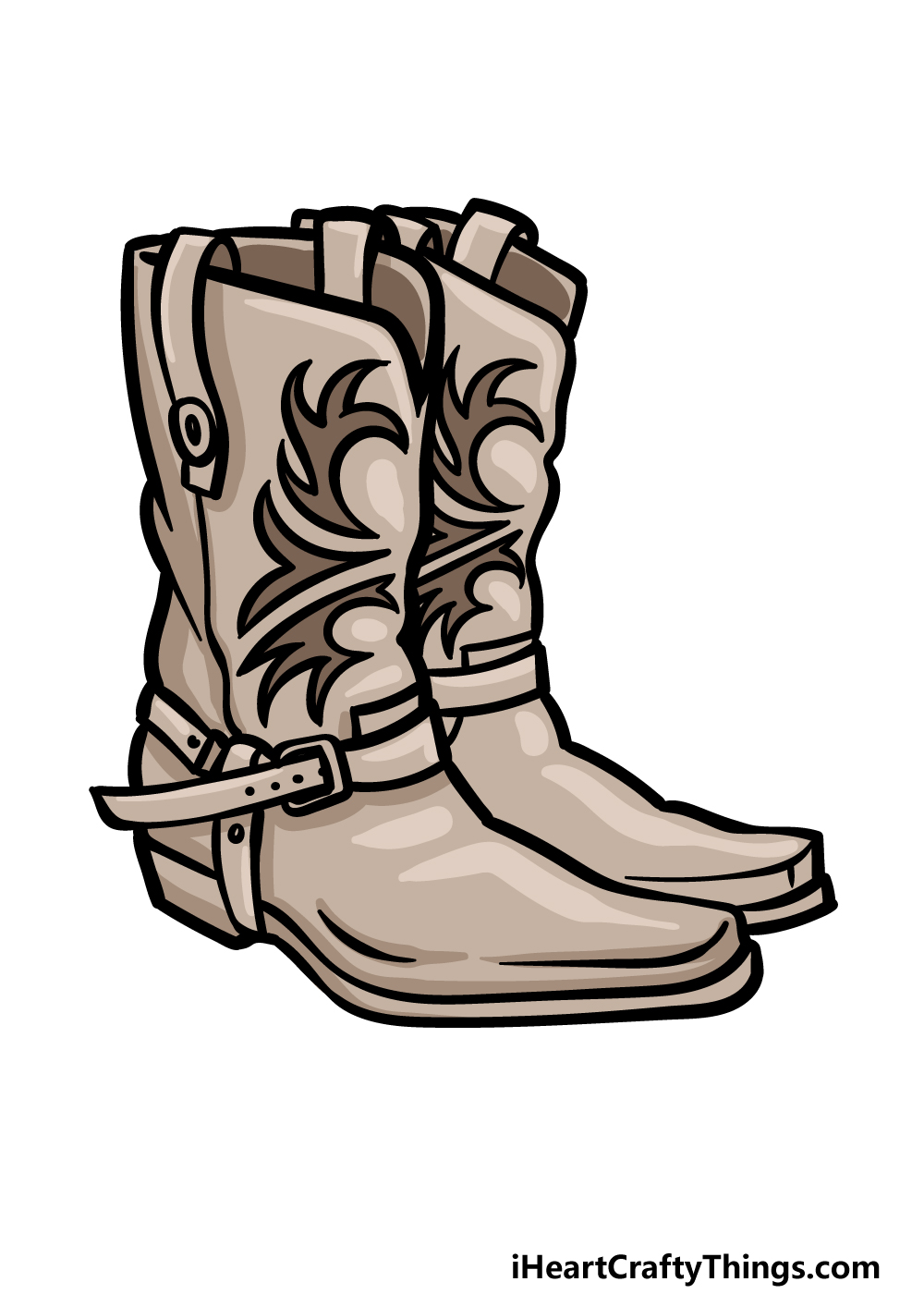 how to draw Cowboy Boots step 6