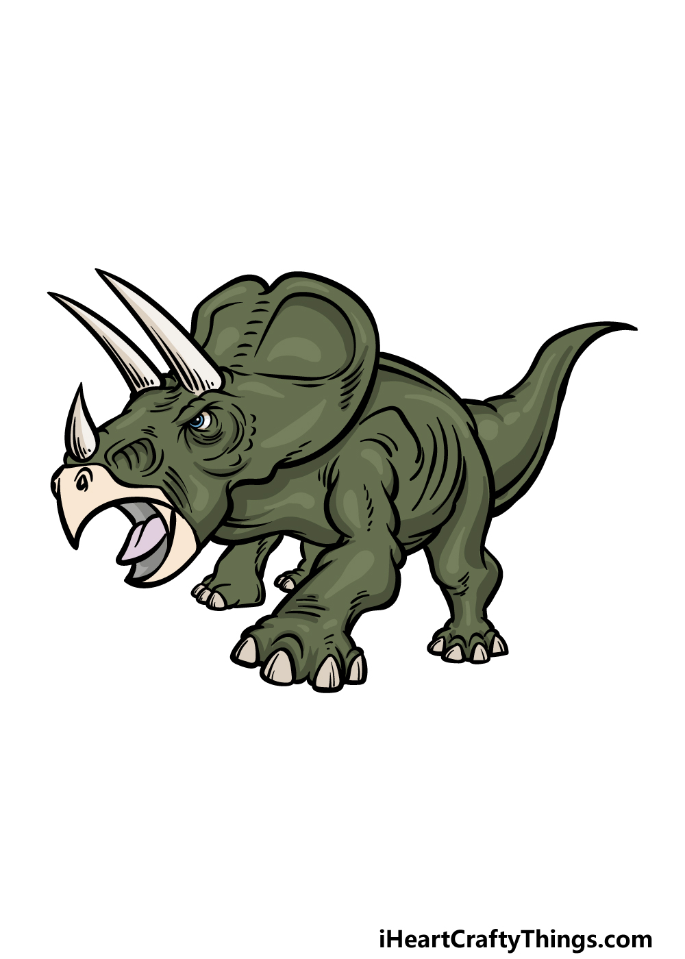 how to draw a Triceratops step 6