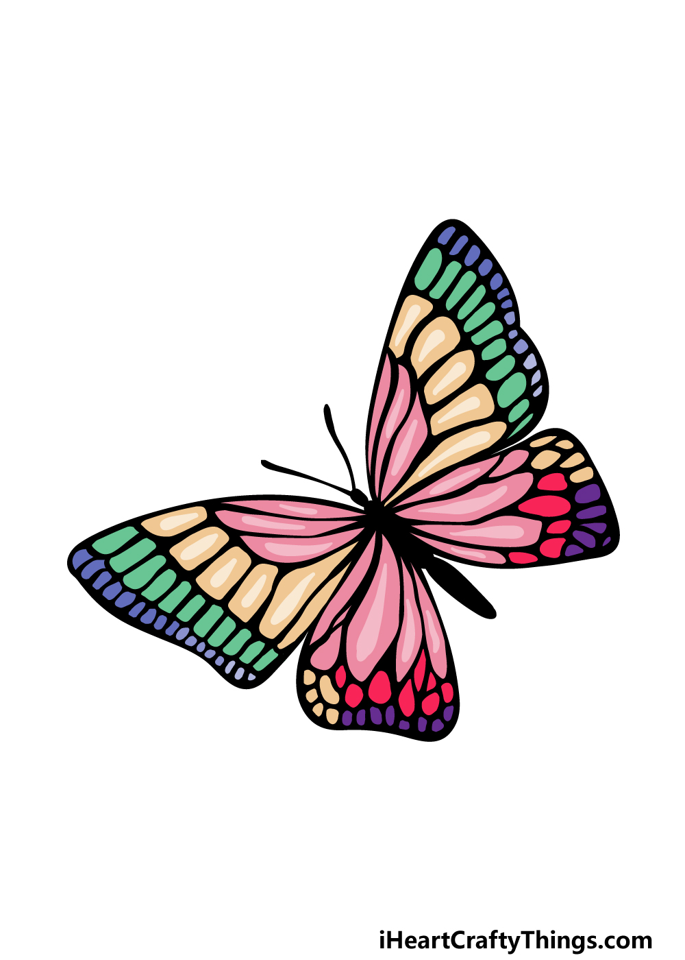 how to draw a Colorful Butterfly step 6