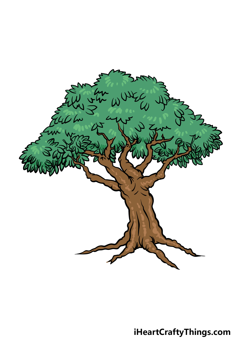 Cartoon Tree Drawing - How To Draw A Cartoon Tree Step By Step