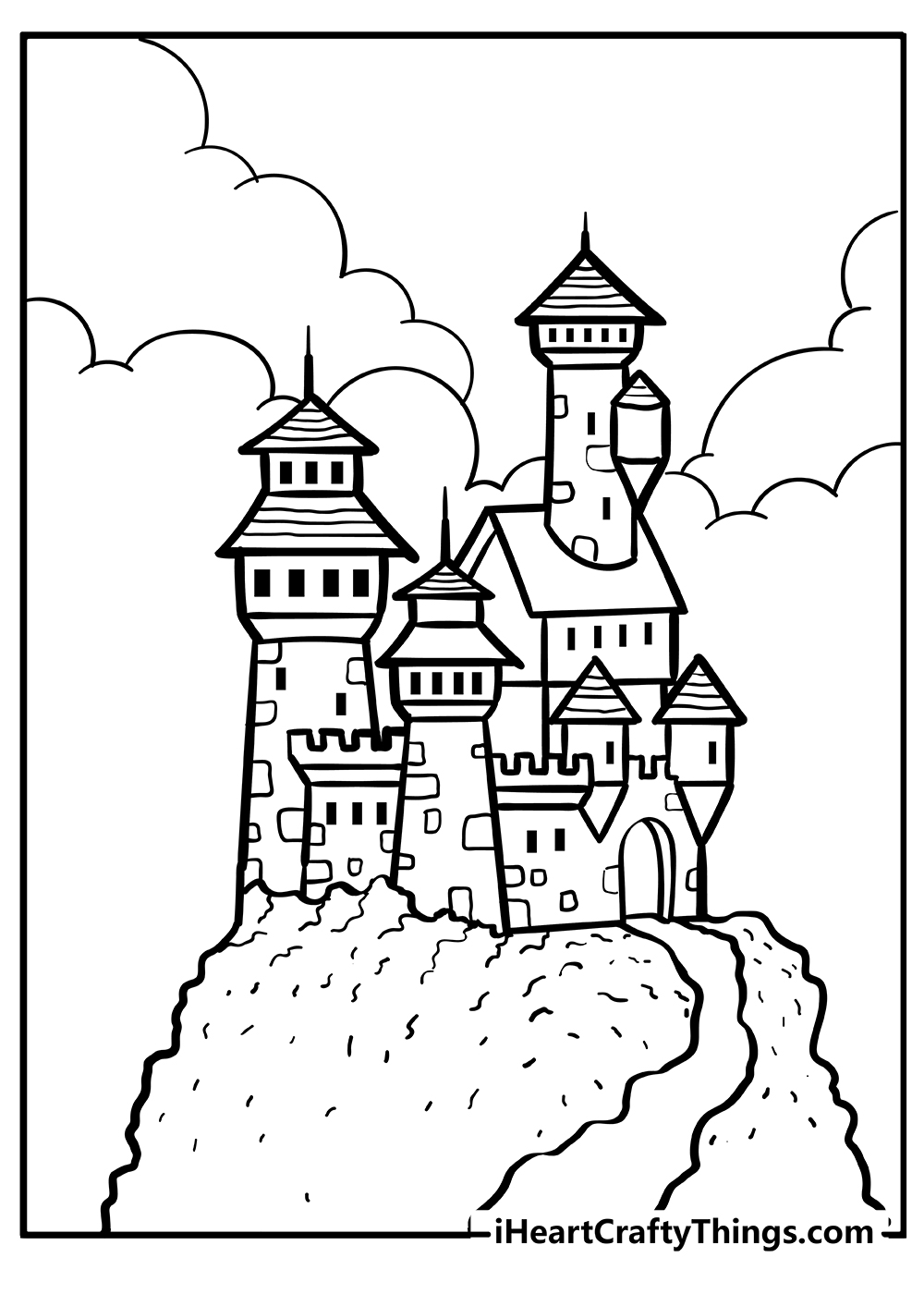 Castle Coloring Book for kids free printable